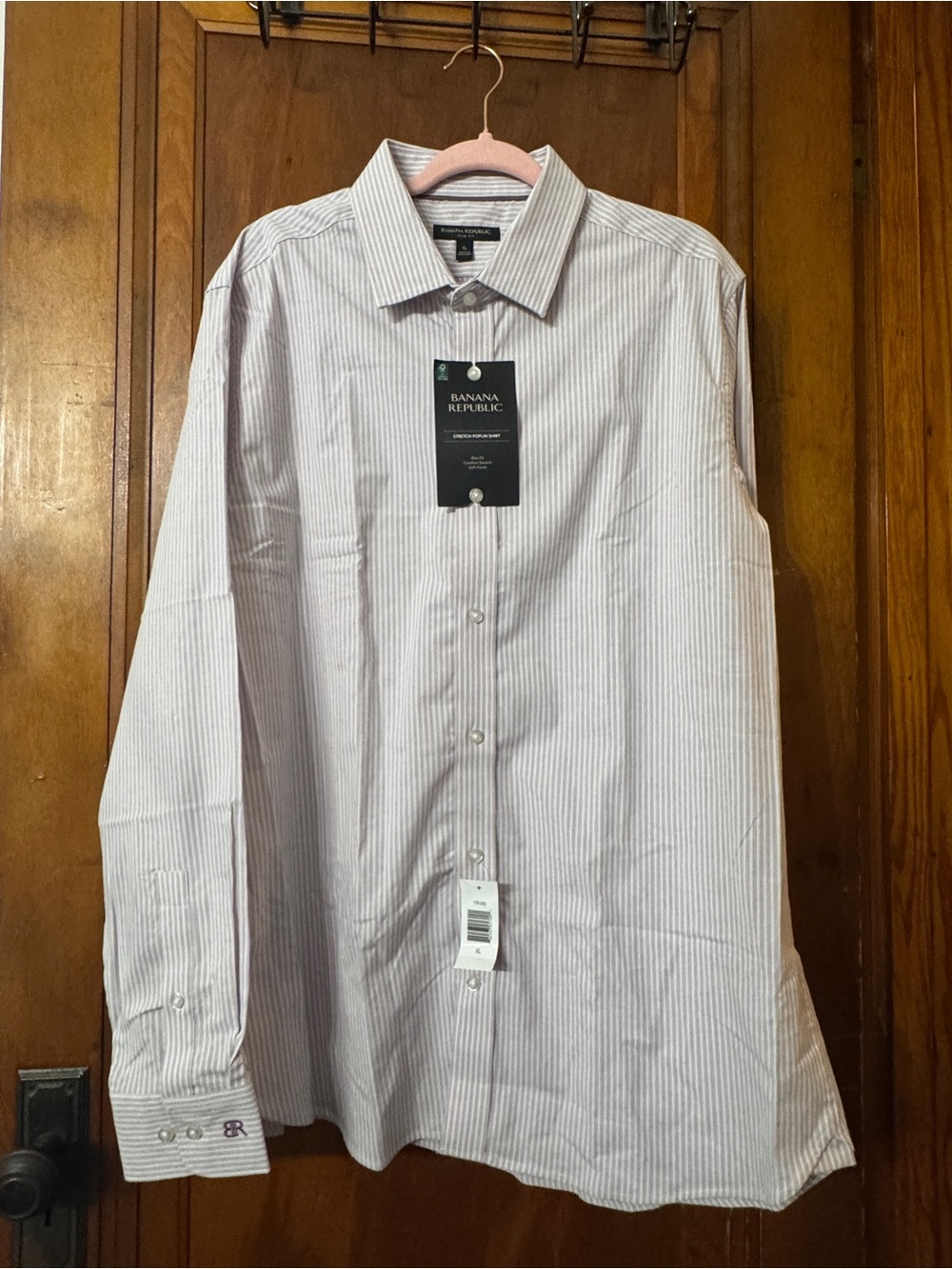 Banana Republic Men's Lavender Thin-Stripe Dress Shirt, Size XL